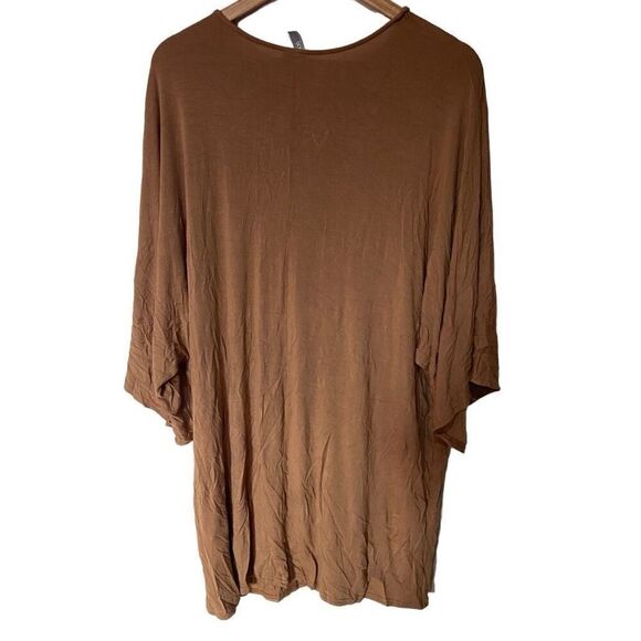 ASOS size 14 brown short sleeve shirt stretch long length - Picture 4 of 5